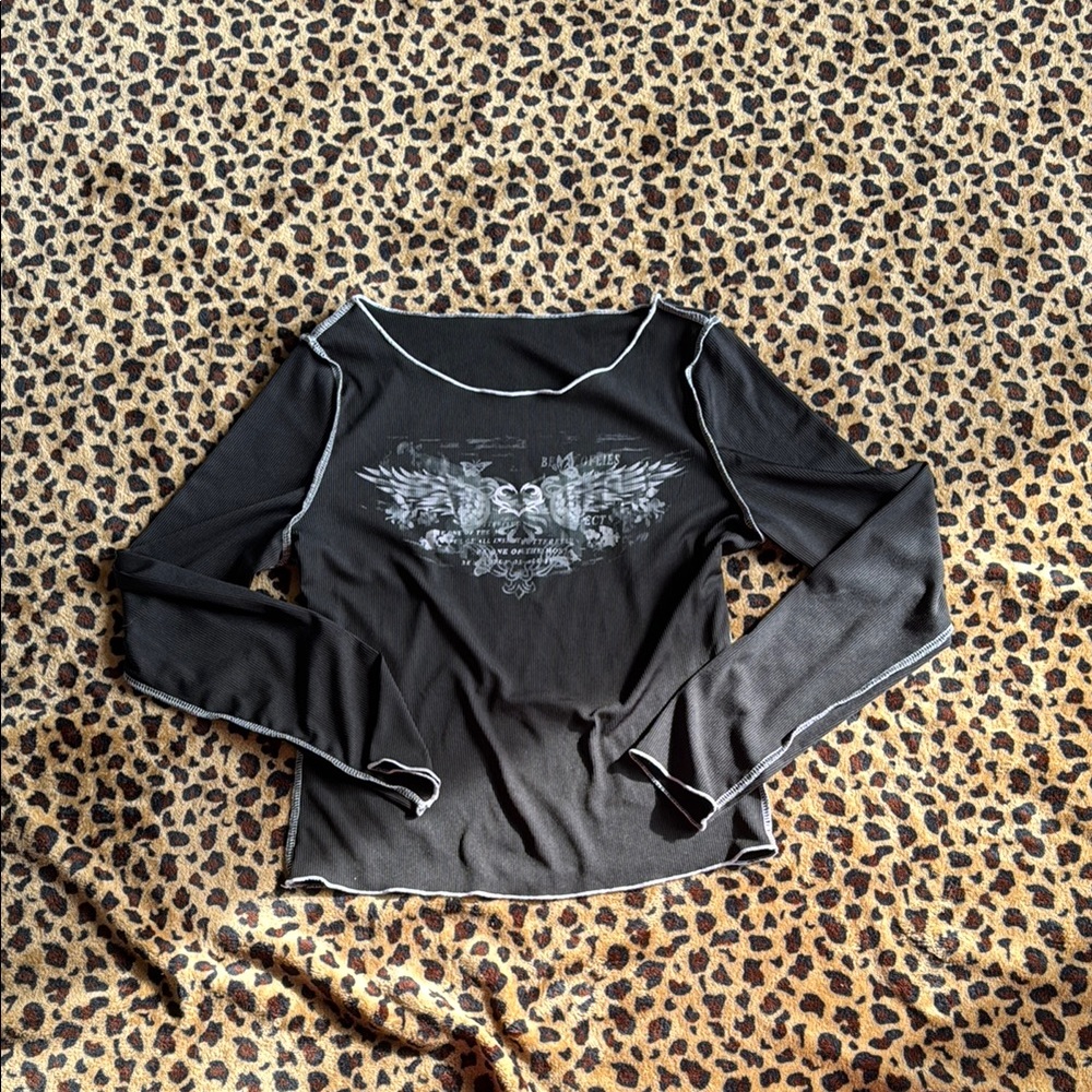Women's Black Long Sleeve Top